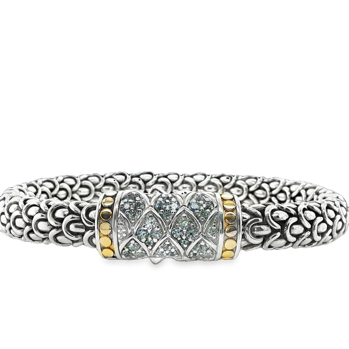 John Hardy 18K Gold & Sterling Silver White Sapphire Bracelet