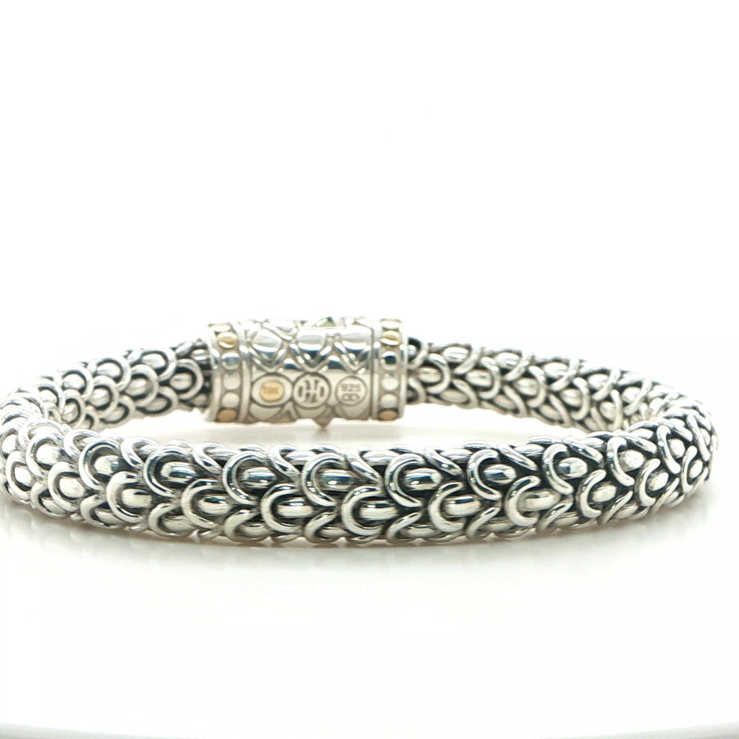 John Hardy 18K Gold & Sterling Silver White Sapphire Bracelet