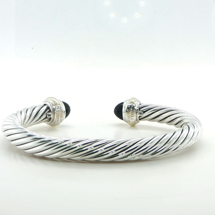 David Yurman Sterling Silver & 14K Gold Onyx Cuff Bracelet