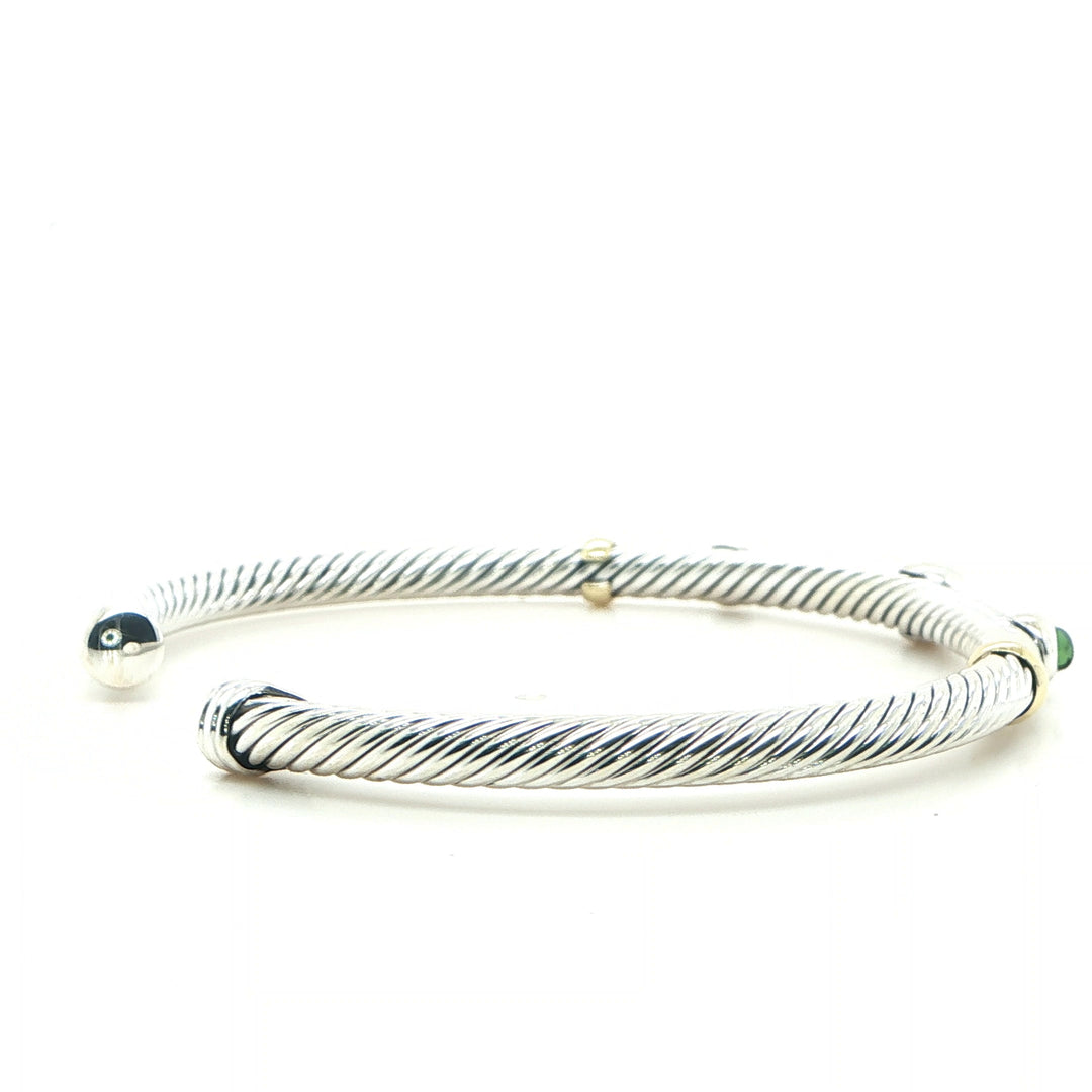 David Yurman Citrine & Tourmaline Cuff Bracelet Sterling Silver 18K Gold