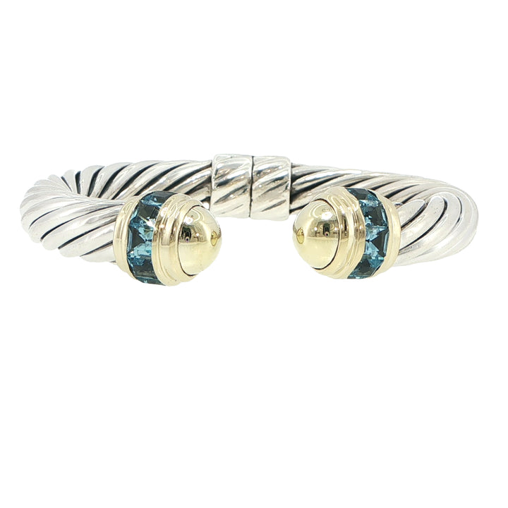 David Yurman Sterling Silver 10mm Blue Topaz Cuff Bracelet