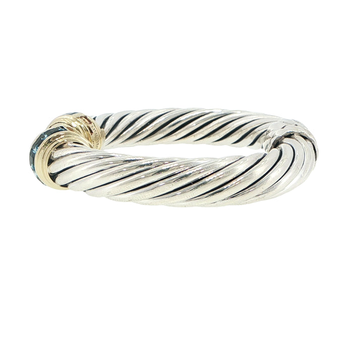 David Yurman Sterling Silver 10mm Blue Topaz Cuff Bracelet