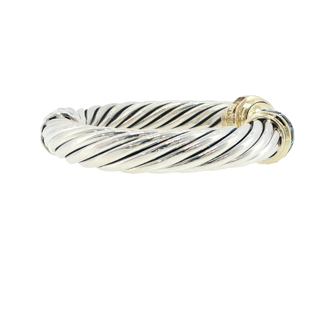 David Yurman Sterling Silver 10mm Blue Topaz Cuff Bracelet