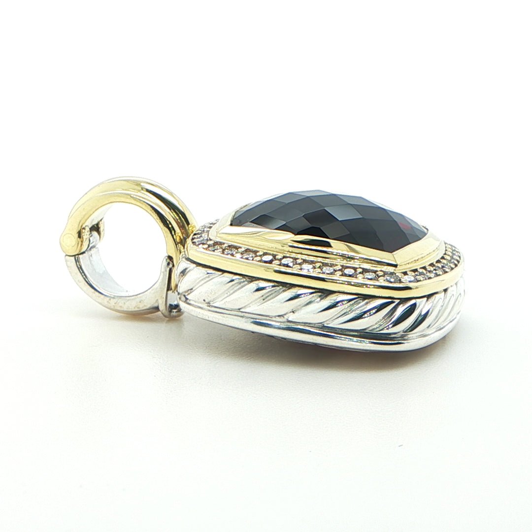 David Yurman Albion Garnet & Diamond Pendant Sterling Silver 18K Gold