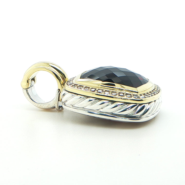 David Yurman Albion Garnet & Diamond Pendant Sterling Silver 18K Gold
