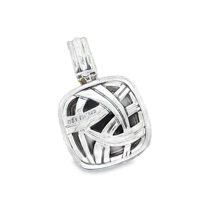 David Yurman Albion Garnet & Diamond Pendant Sterling Silver 18K Gold