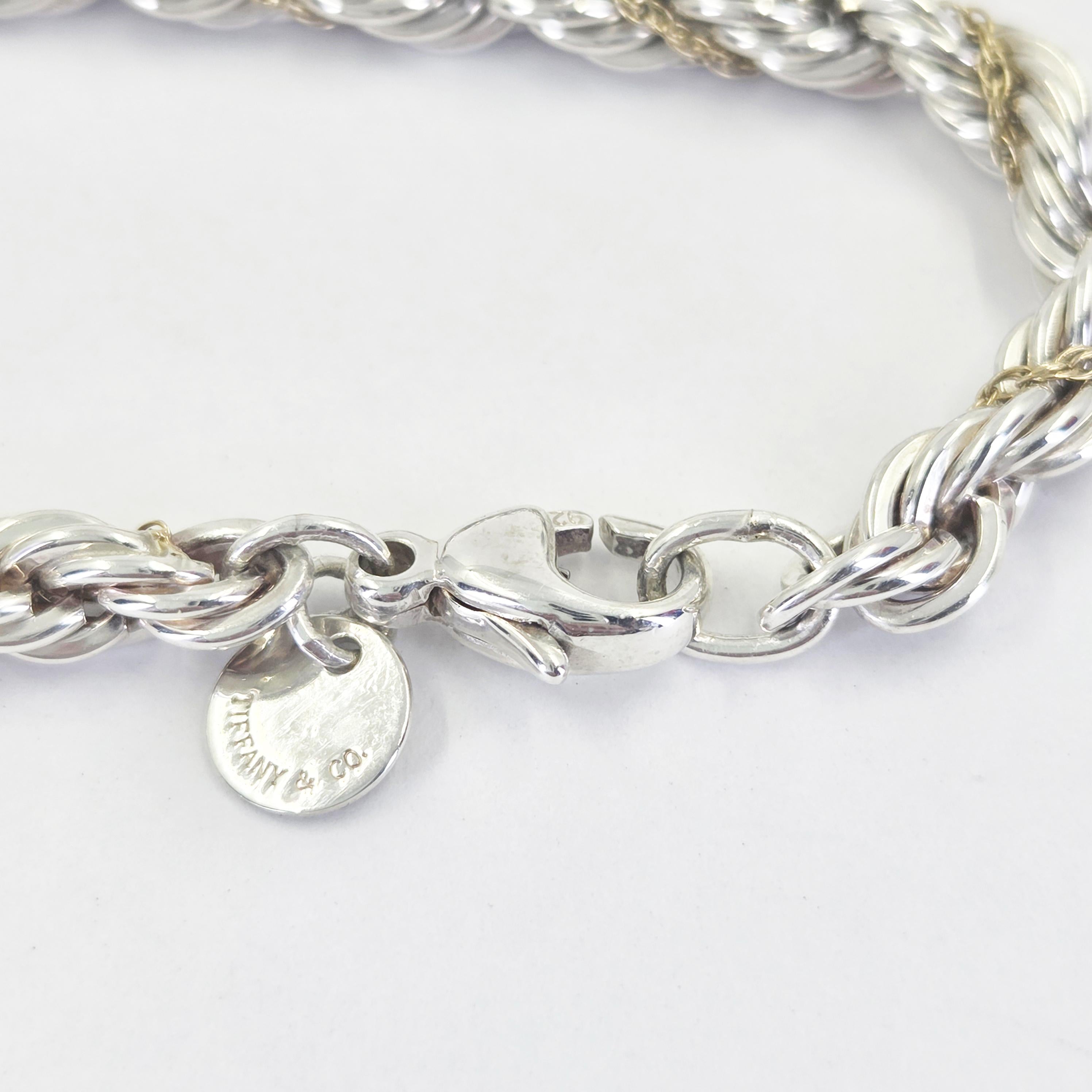Tiffany & Co 18K Gold Sterling Silver Rope Bracelet Coral Gables