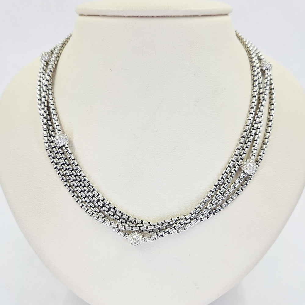 David Yurman 18K Gold & Sterling Silver Four-Strand Diamond Necklace