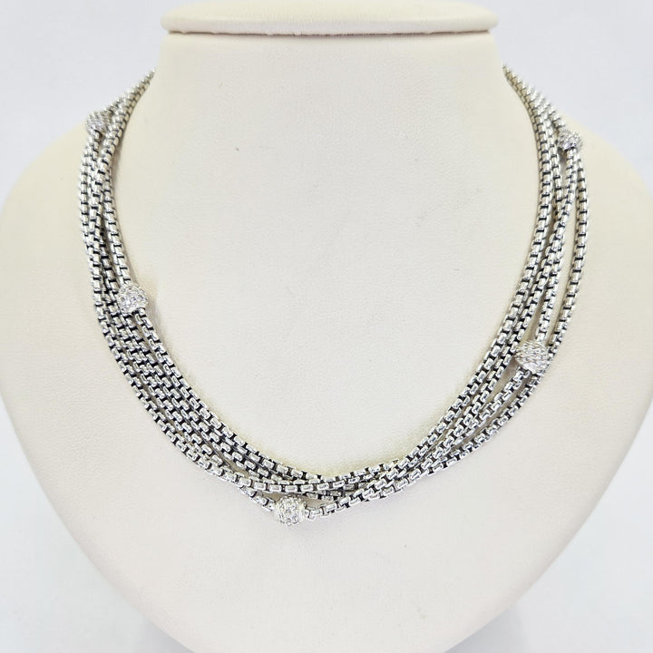 David Yurman 18K Gold & Sterling Silver Four-Strand Diamond Necklace
