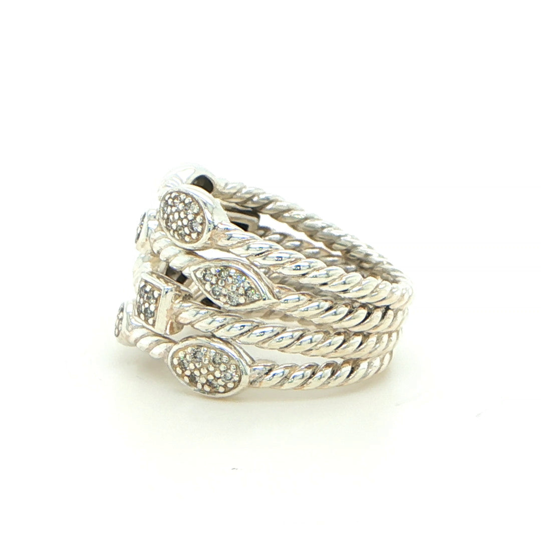 David Yurman Confetti Diamond Ring Sterling Silver