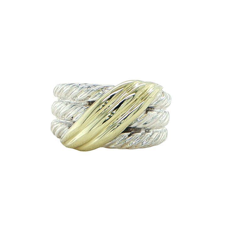 David Yurman Sterling Silver & 14K Gold Wave Ring