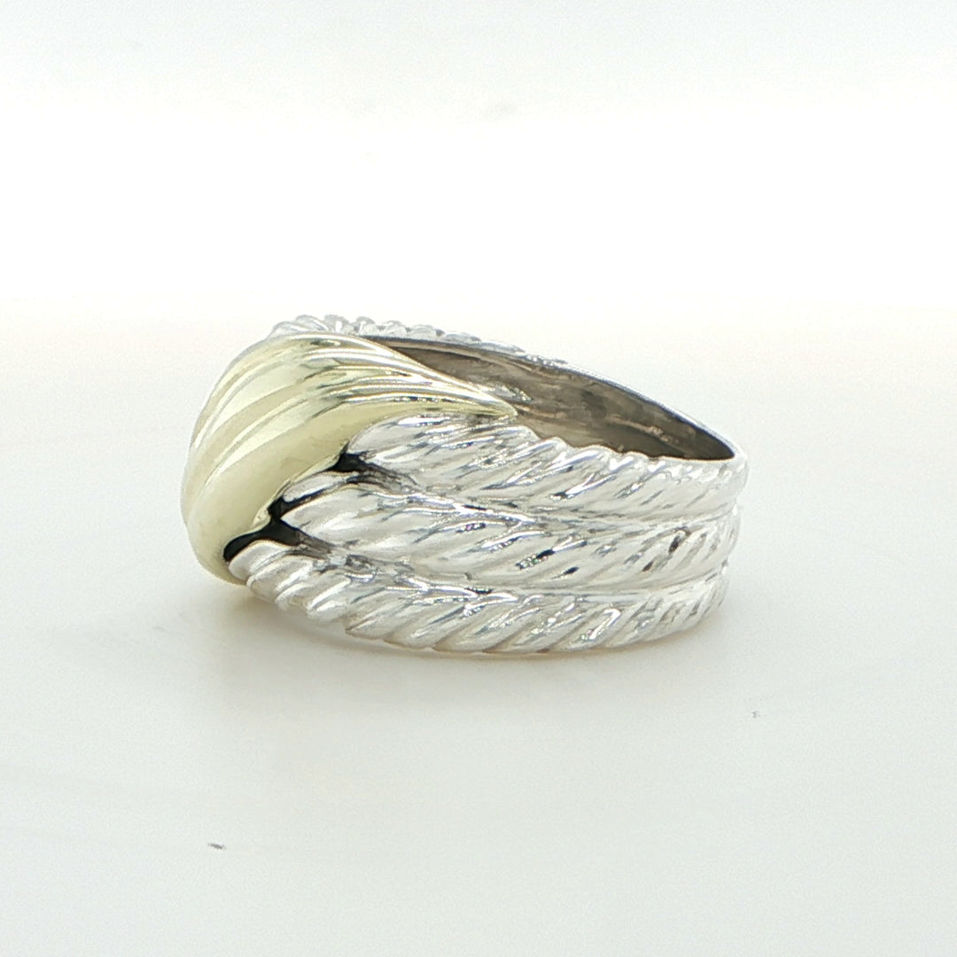 David Yurman Sterling Silver & 14K Gold Wave Ring