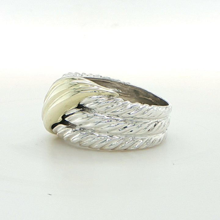 David Yurman Sterling Silver & 14K Gold Wave Ring