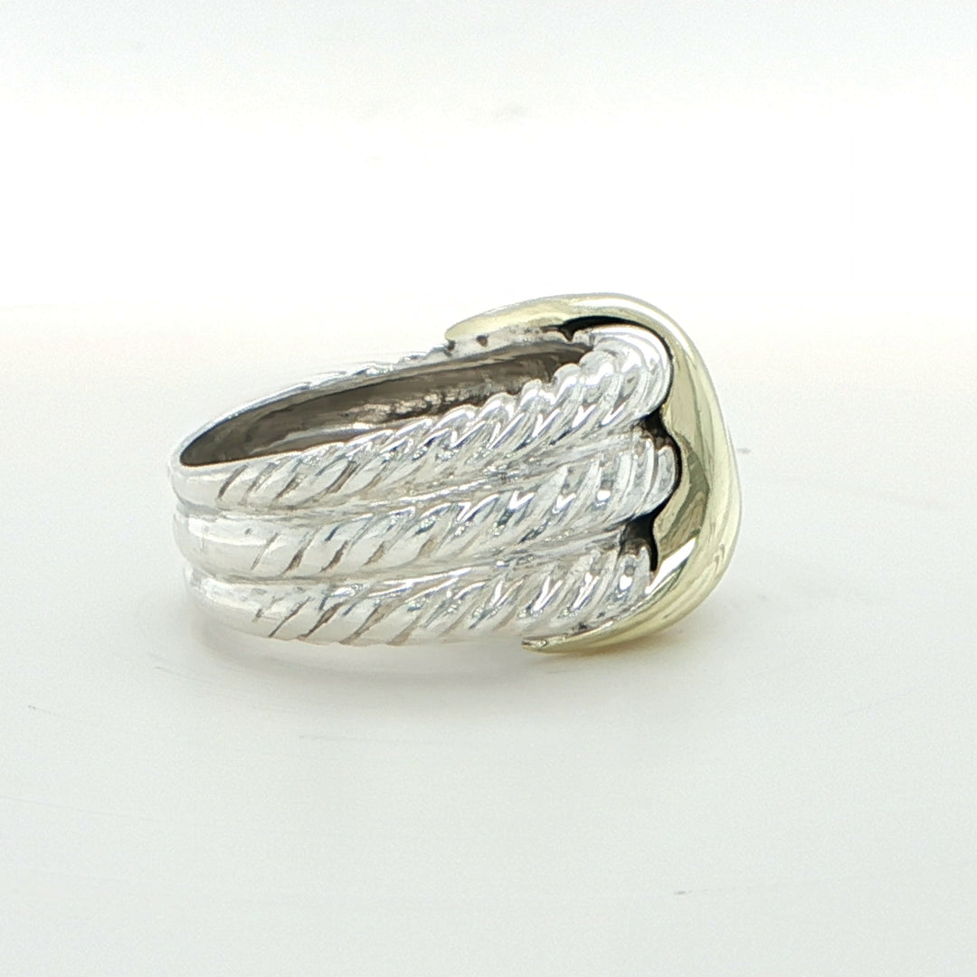 David Yurman Sterling Silver & 14K Gold Wave Ring
