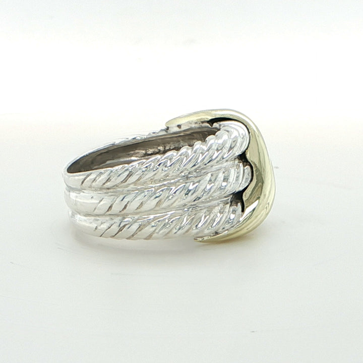 David Yurman Sterling Silver & 14K Gold Wave Ring