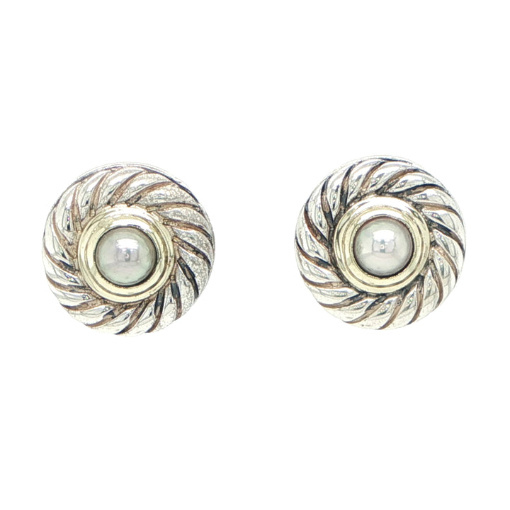 David Yurman Pearl Stud Earrings in Sterling Silver & 14K Gold