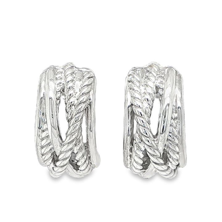 David Yurman Sterling Silver Crossover Earrings with 14K Gold