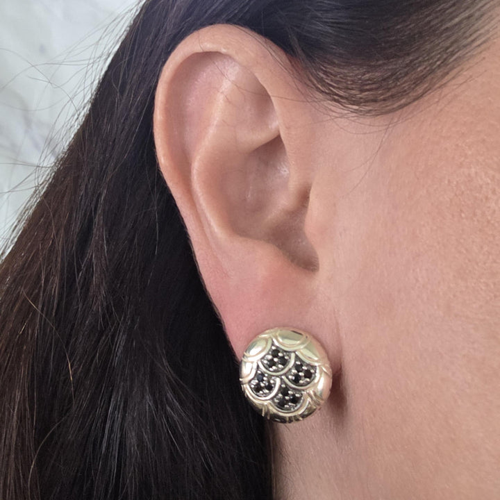 John Hardy Naga Sterling Silver Black Sapphire Stud Earrings