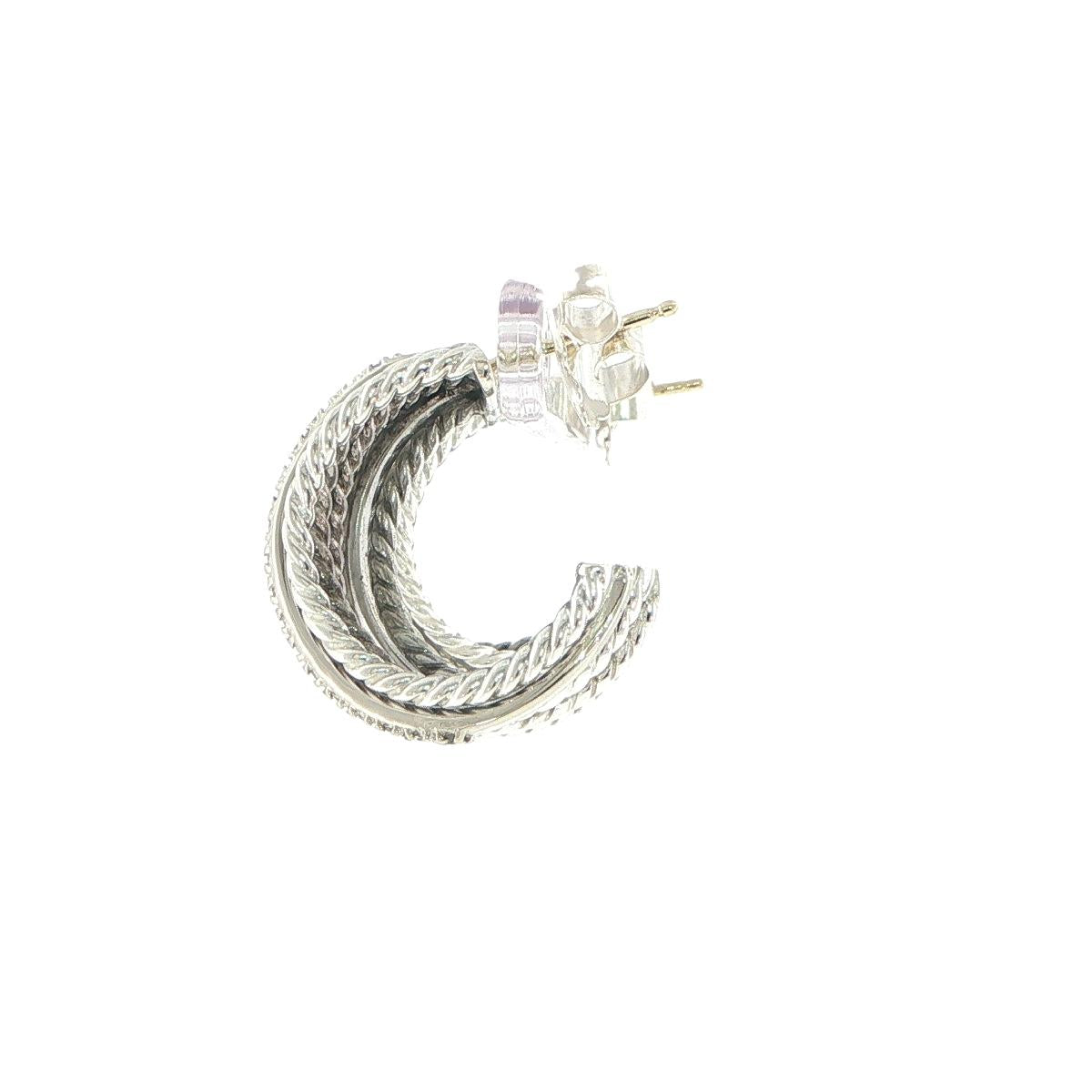 David Yurman 14K Gold & Sterling Silver Diamond Crossover Earrings