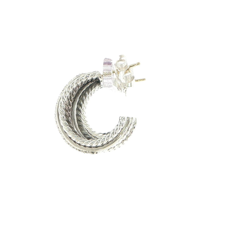 David Yurman 14K Gold & Sterling Silver Diamond Crossover Earrings