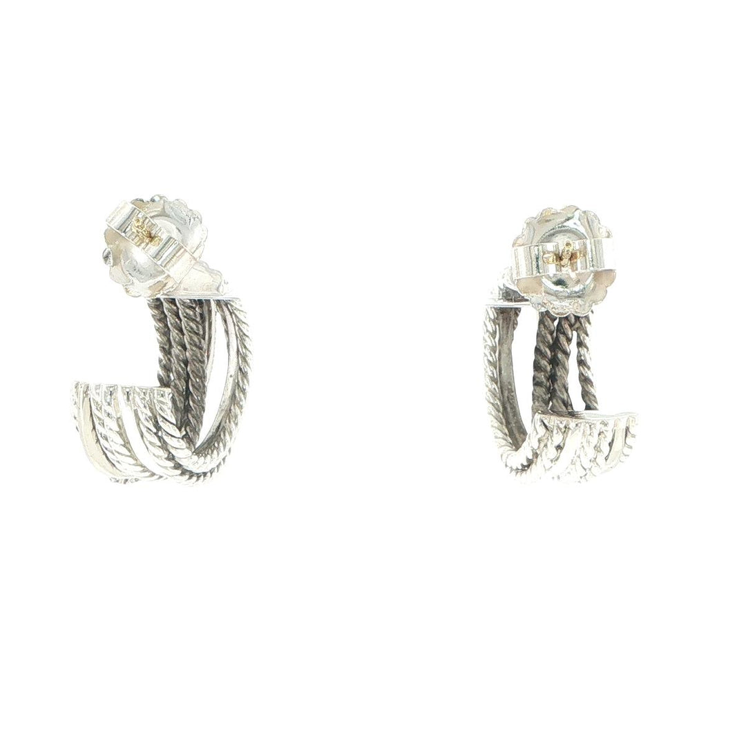 David Yurman 14K Gold & Sterling Silver Diamond Crossover Earrings