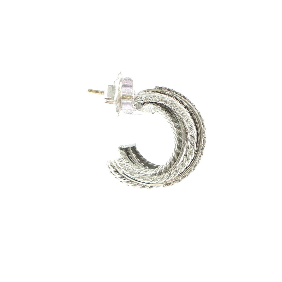 David Yurman 14K Gold & Sterling Silver Diamond Crossover Earrings