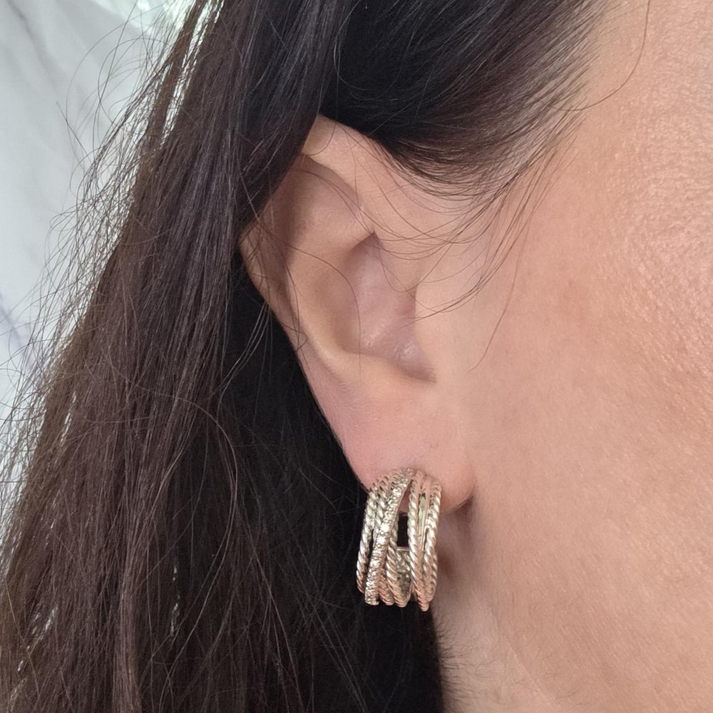 David Yurman 14K Gold & Sterling Silver Diamond Crossover Earrings