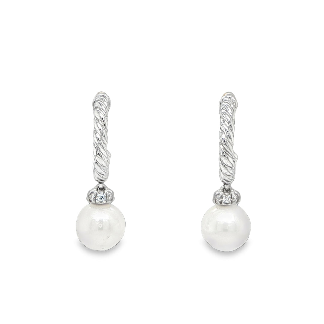David Yurman Solari Earrings - Sterling Silver with Diamond Accents