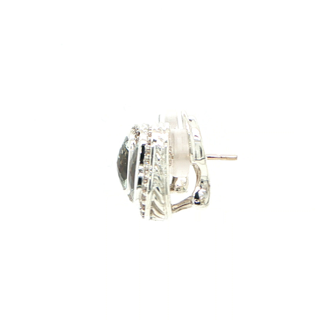 David Yurman Prasiolite & Diamond Earrings Sterling Silver 18K White Gold