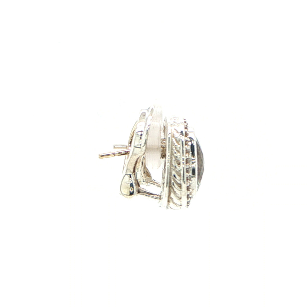 David Yurman Prasiolite & Diamond Earrings Sterling Silver 18K White Gold