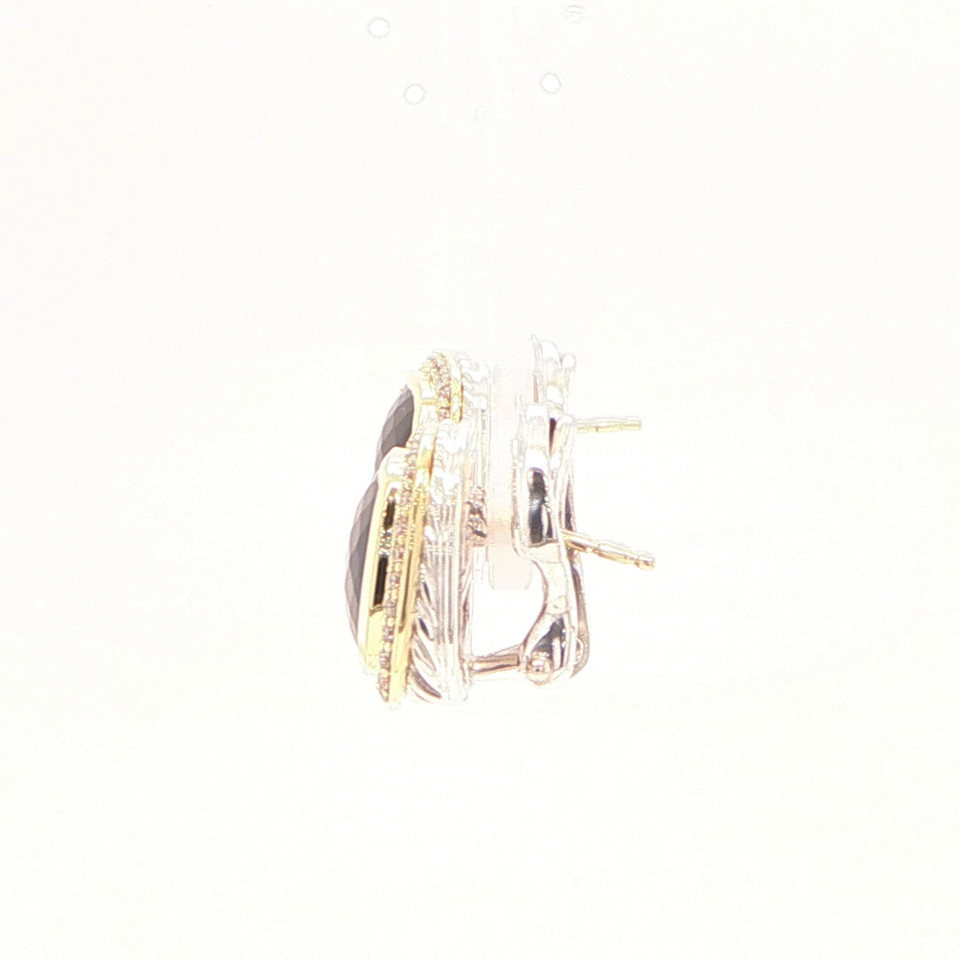 David Yurman Albion Garnet & Diamond Earrings Silver 18K Gold