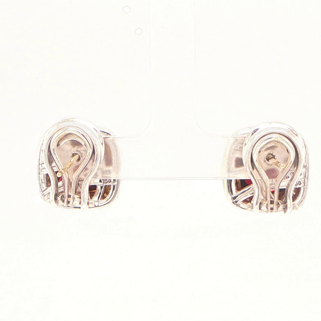 David Yurman Albion Garnet & Diamond Earrings Silver 18K Gold