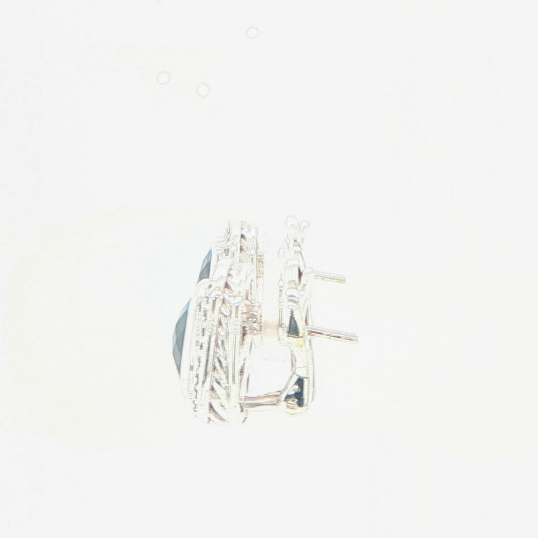 David Yurman Albion Blue Topaz & Diamond Earrings Silver 18K White Gold