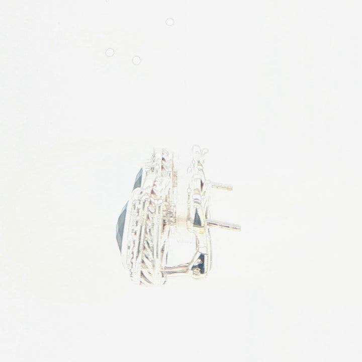 David Yurman Albion Blue Topaz & Diamond Earrings Silver 18K White Gold