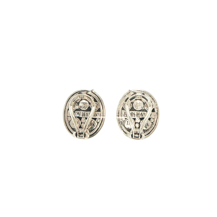 John Hardy Dot Stud Earrings Sterling Silver Onyx & 18K Yellow Gold