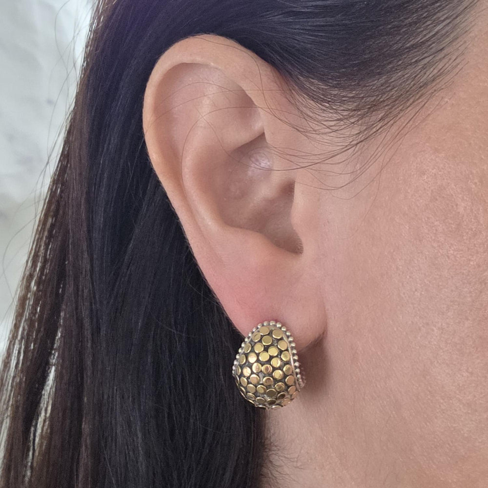 John Hardy Dot Sterling Silver & 18K Yellow Gold Earrings