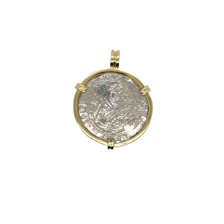 18K Yellow Gold & Sterling Silver Ancient Coin Pendant