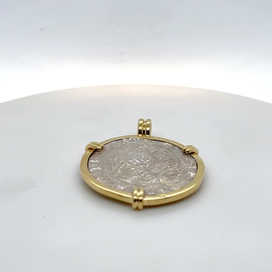 18K Yellow Gold & Sterling Silver Ancient Coin Pendant