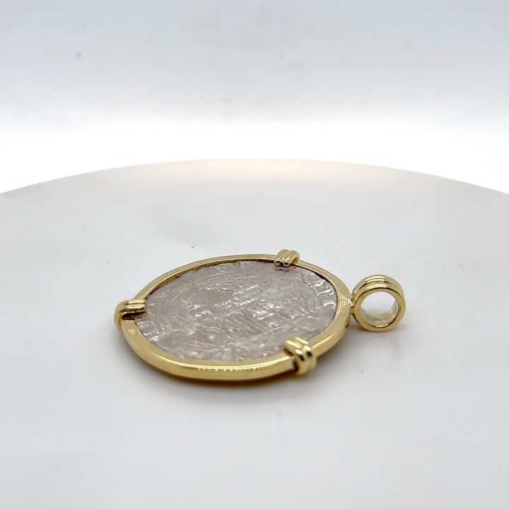 18K Yellow Gold & Sterling Silver Ancient Coin Pendant