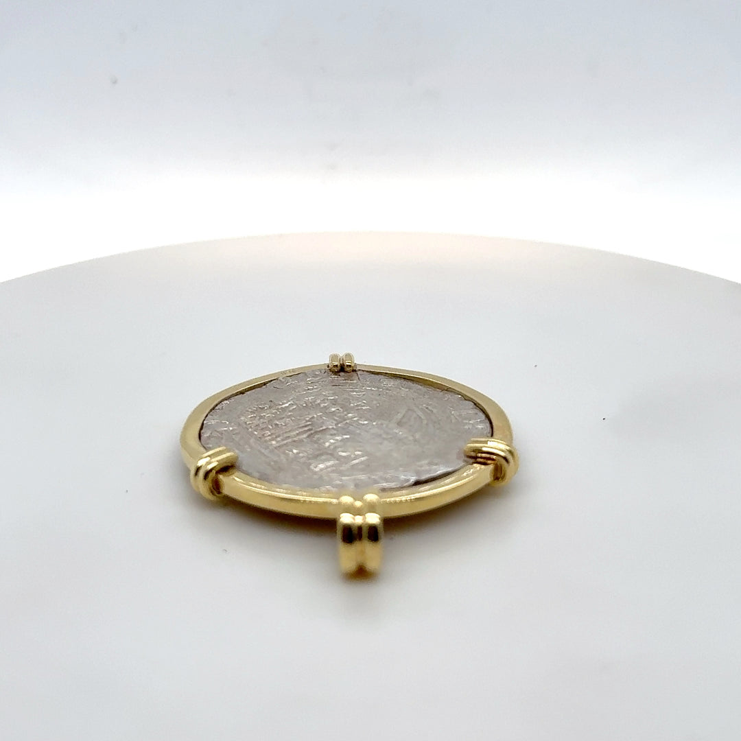 18K Yellow Gold & Sterling Silver Ancient Coin Pendant