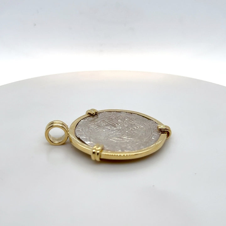 18K Yellow Gold & Sterling Silver Ancient Coin Pendant