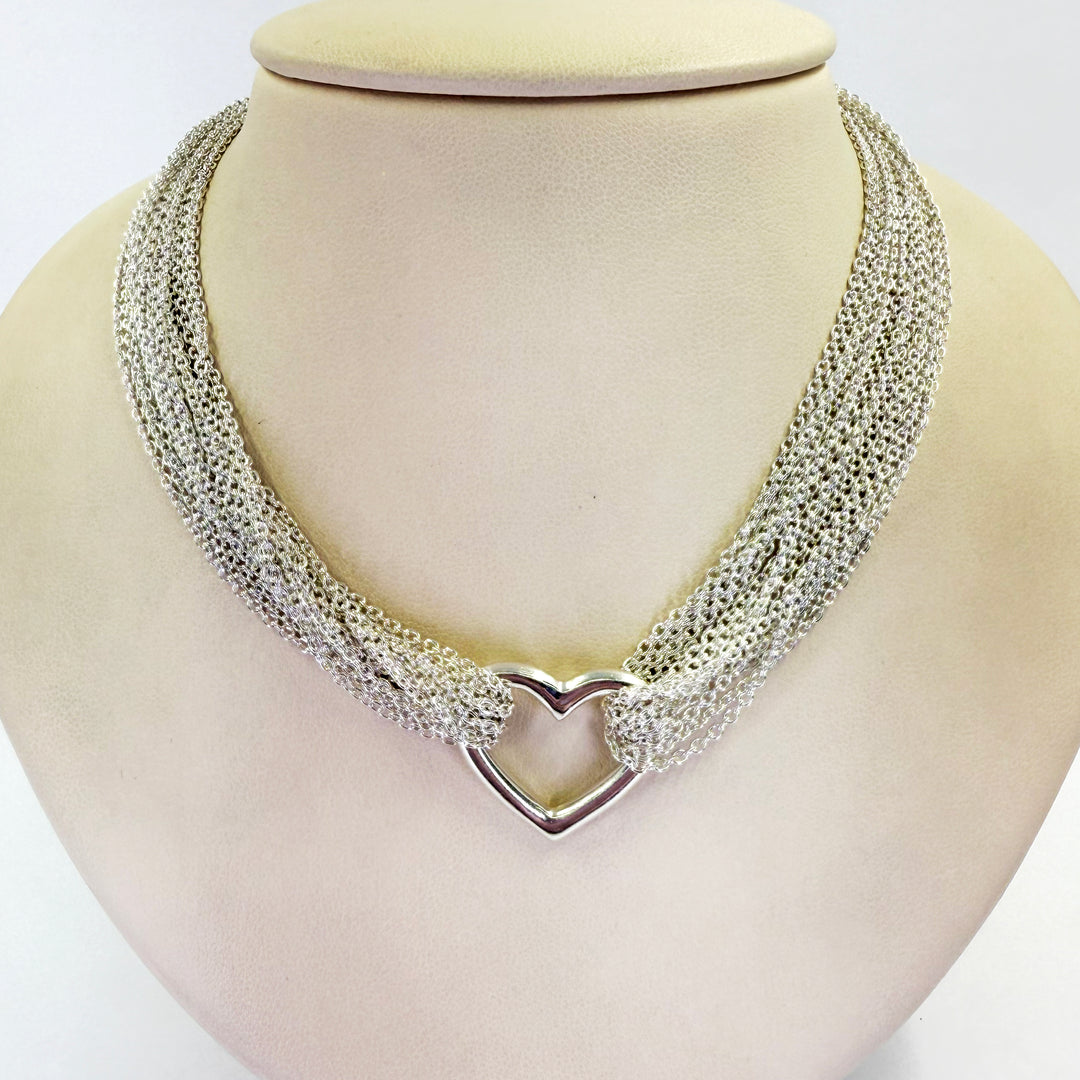 Tiffany & Co Sterling Silver Heart Pendant Necklace