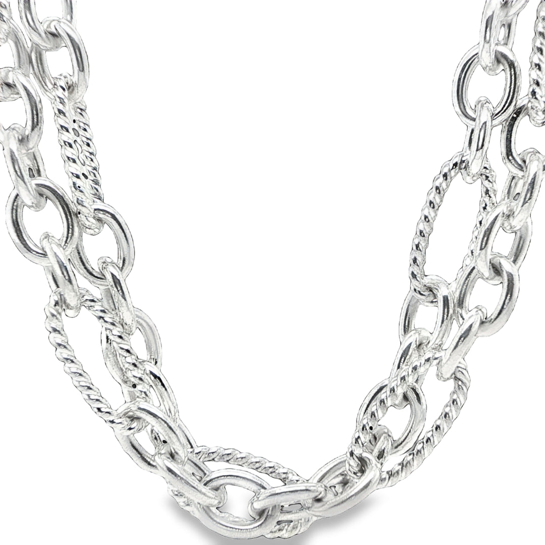 David Yurman Sterling Silver Open Link Necklace with 18K Gold Accent