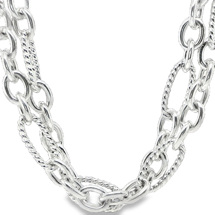 David Yurman Sterling Silver Open Link Necklace with 18K Gold Accent