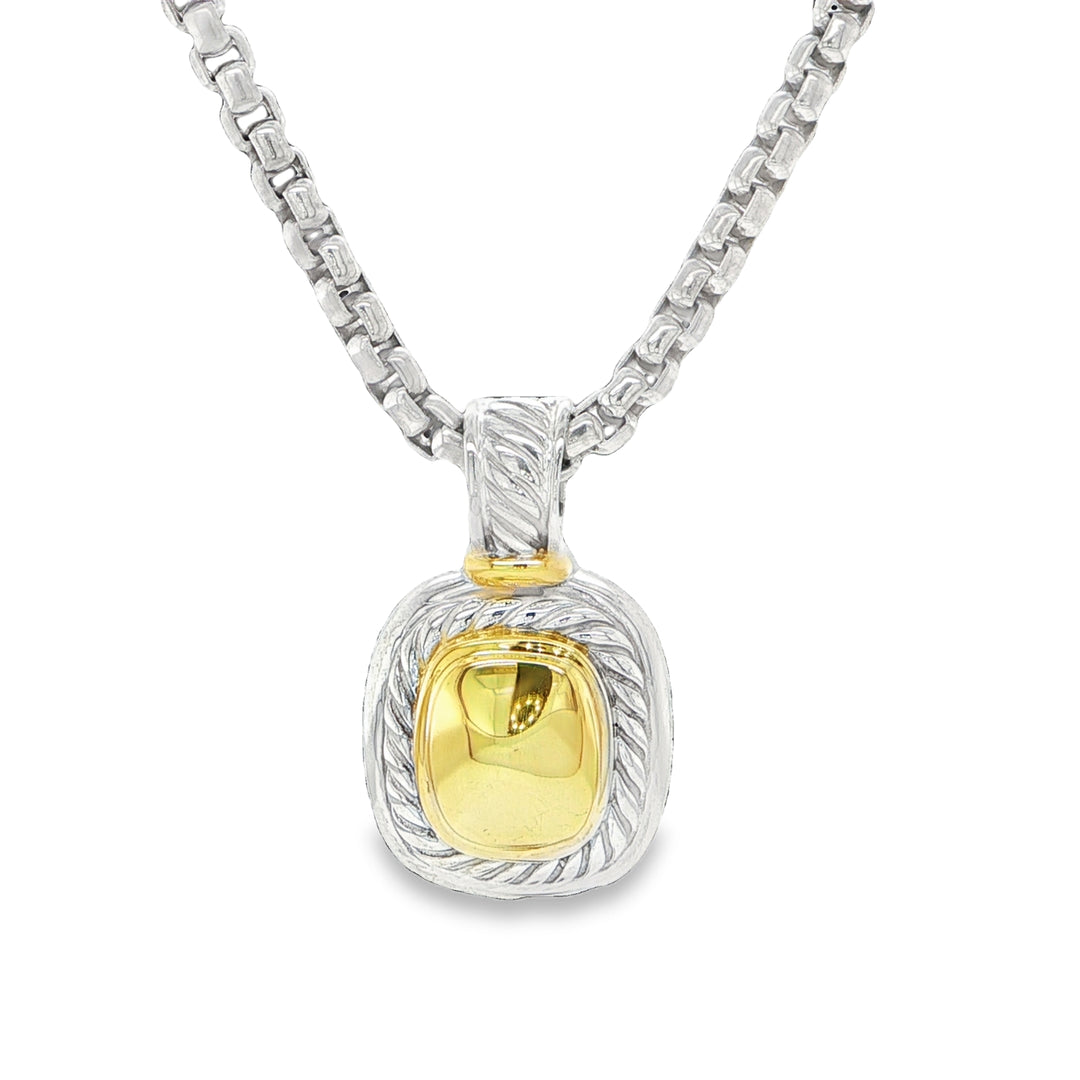 David Yurman Sterling Silver & 14K Gold Pendant Necklace