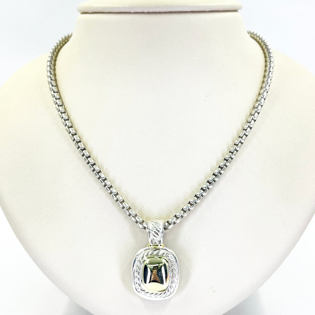 David Yurman Sterling Silver & 14K Gold Pendant Necklace