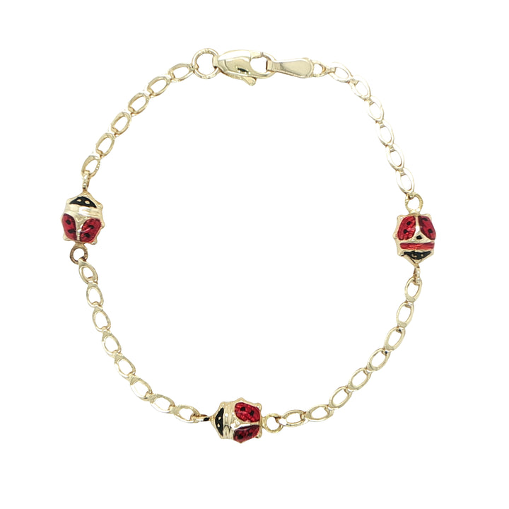 14K Yellow Gold Baby Bracelet with Ladybugs