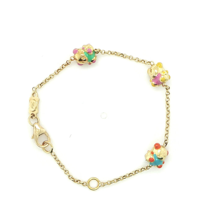 18K Yellow Gold Baby Bracelet with Enamel Bears