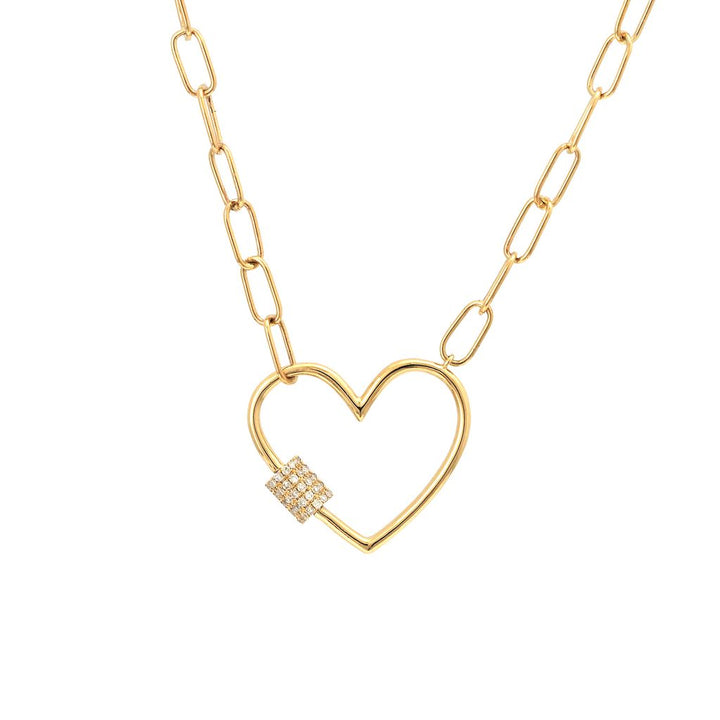 Pave Diamond Heart Lock Necklace