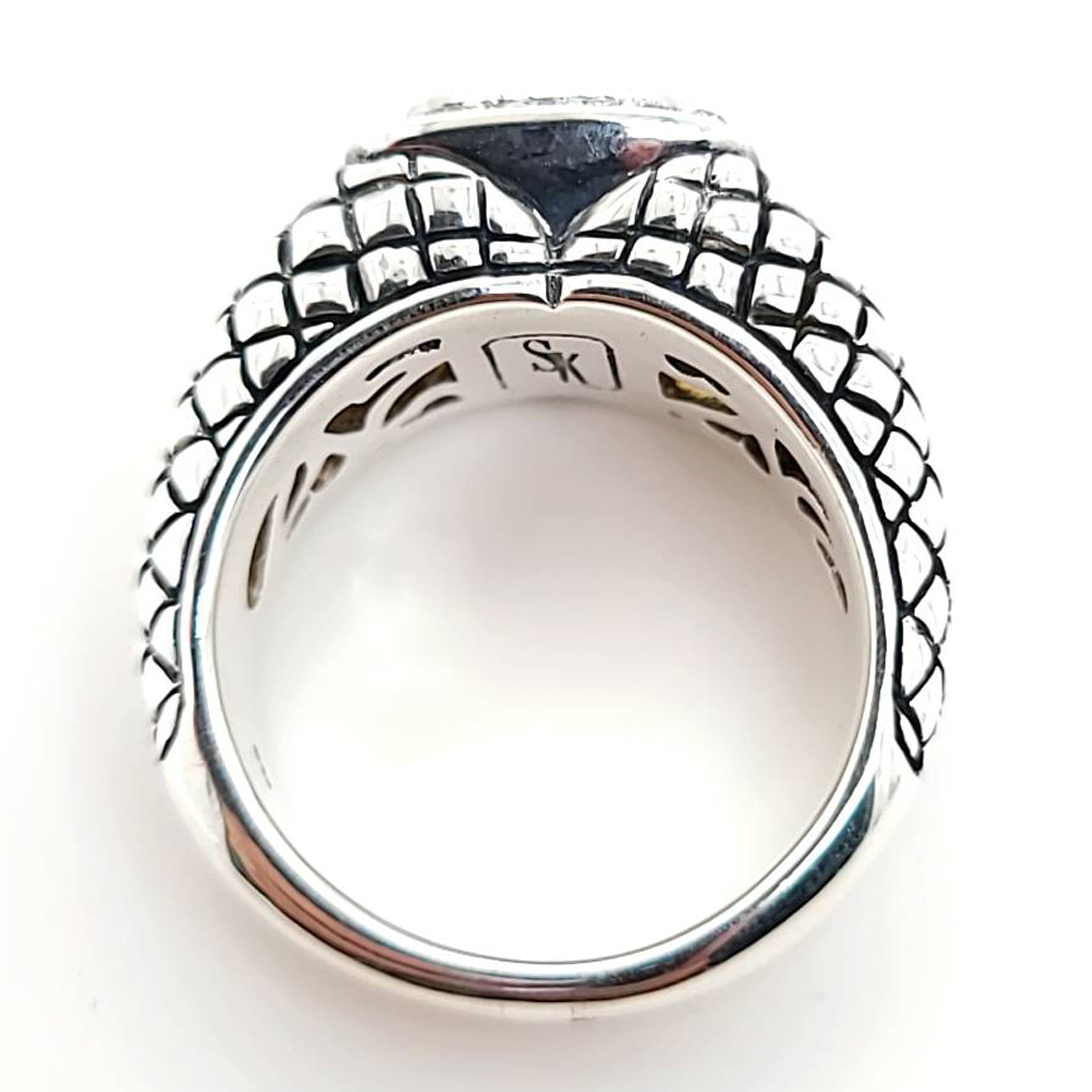 Scott Kay Sterling Silver Lemon Citrine Ring with Diamond Accents